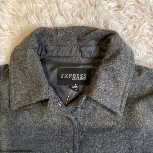 VINTAGE EXPRESS WORLD TOUR GRAY/BLACK WOOL BLEND SNAP CROPPED JACKET SZ. 7/8 - Picture 5 of 8